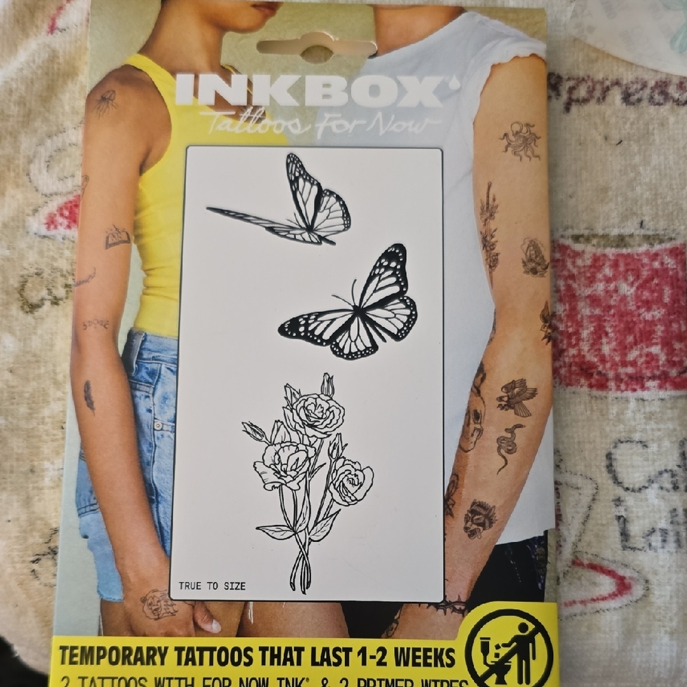 Temporary Tattoos - Butterfly and Rose Design